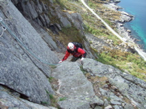 J&oslash;rn at the top of pitch 2, Korst&aring;get