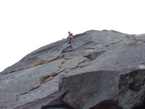 J&oslash;rn nearing the top of pitch 3 of Korst&aring;get