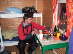 Chrille settles in at the boatshed