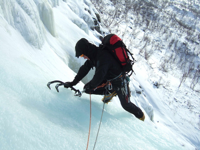 The steep pitch started with a traverse