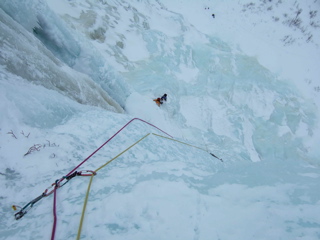 After another sustained pitch I could look back down at the other 2 still on the belay