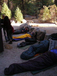 The queue for a campsite at Camp 4