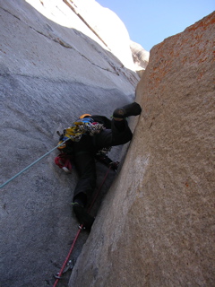Excellent jamming up the pitch below Camp VI