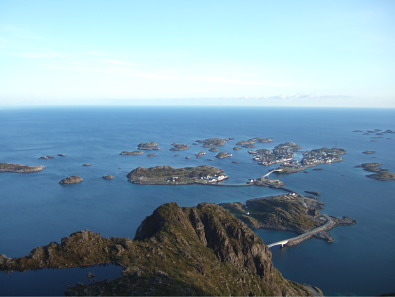 Henningsv&aelig;r from the top of Presten
