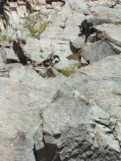 J&oslash;rn nearing the first belay on M&aring;nedans